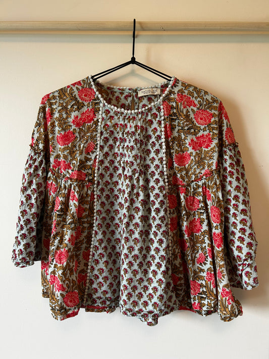 Rachel Zoe Floral Bell-Sleeve Blouse (M)