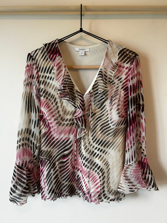 Dressbarn Patterned Flowy Blouse (M)