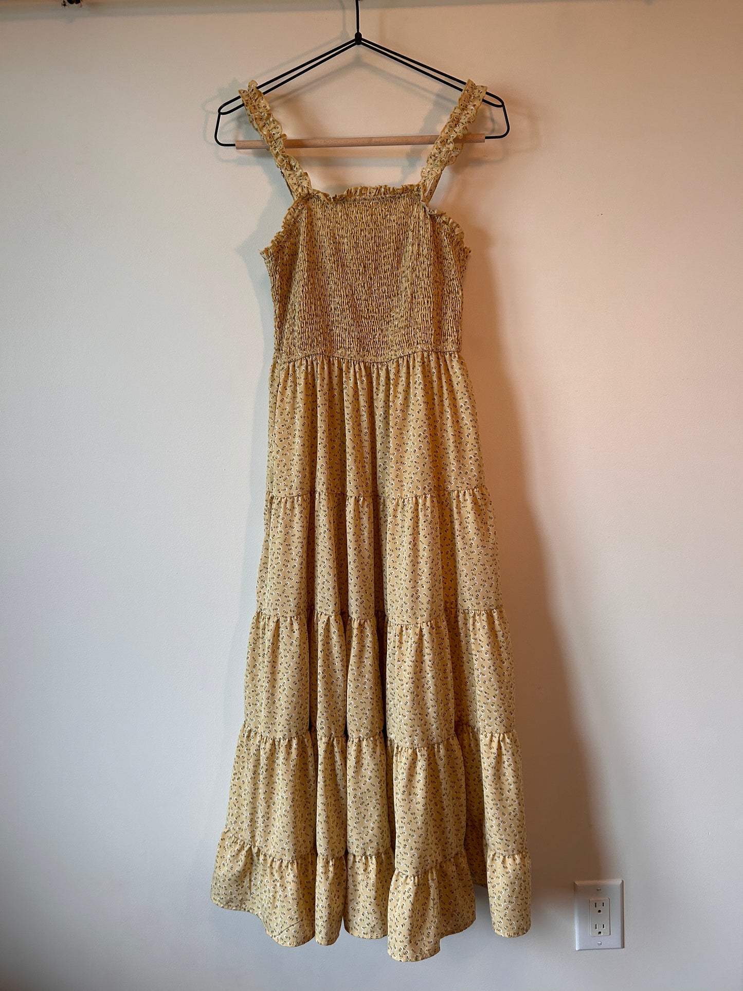 Yellow Floral Tiered Summer Dress (6)