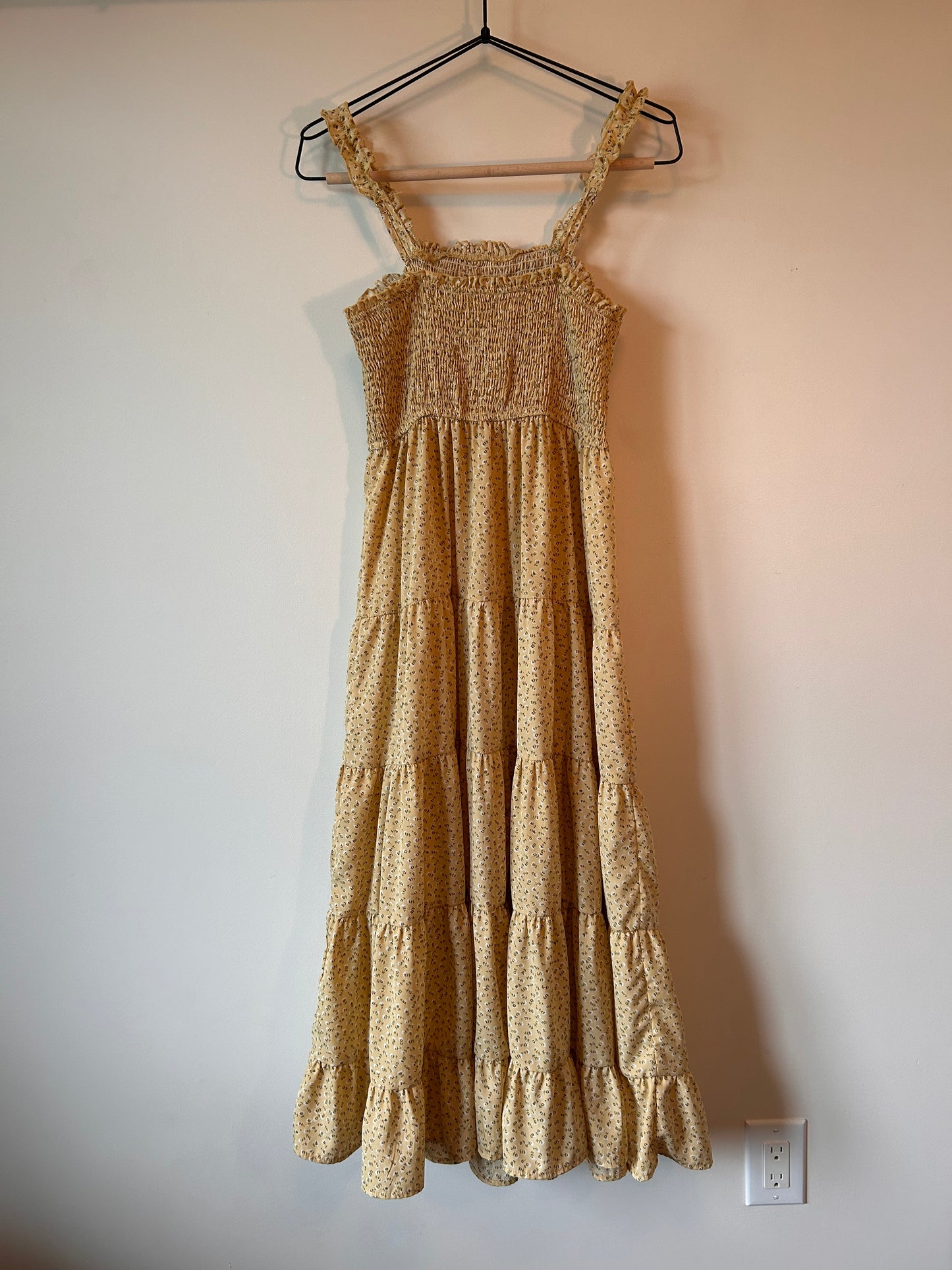 Yellow Floral Tiered Summer Dress (6)